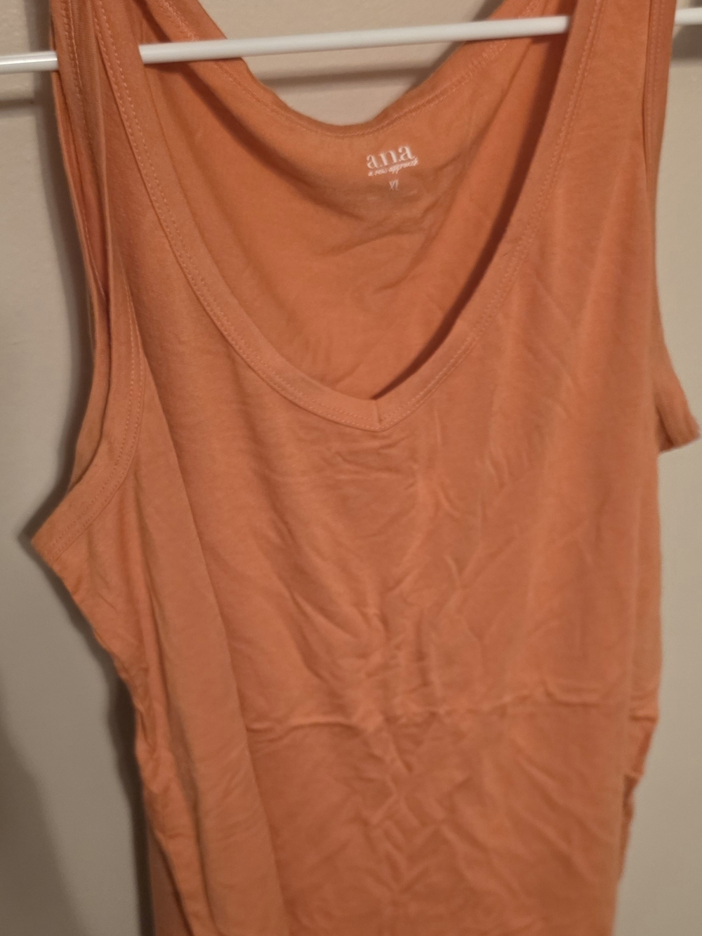 a.n.a Coral-Orange V-Neck Tank Top